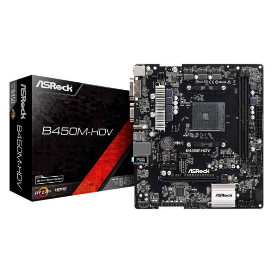 ASRock B450M-HDV R4.0 AM4 AMD Promontory B450 SATA 6Gb/s Micro ATX AMD Motherboard