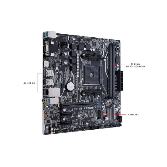 ASUS Prime A320M-K AMD Ryzen AM4 DDR4 HDMI VGA M.2 Micro-ATX A320 Motherboard